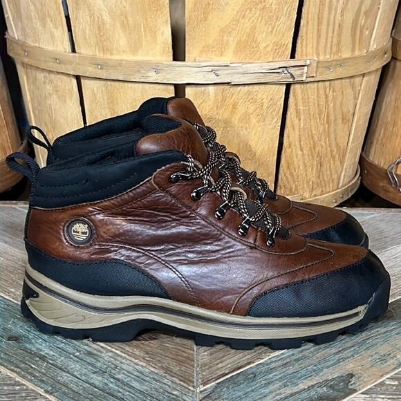 Timberland Backroads Brown Leather Waterproof Lace-Up Hiking Boots Youth 5.5 - Picture 1 of 11